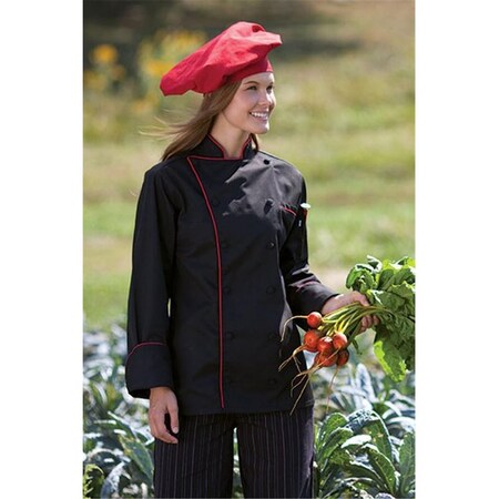 Nathan Caleb Murano Chef Coat in Black with Red Piping Small NA584834